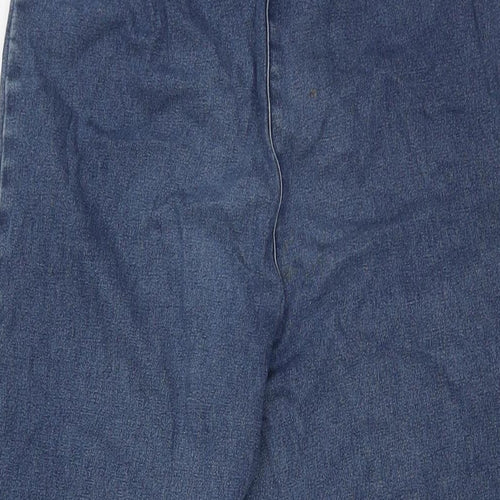 Cotton Traders Womens Blue Cotton Straight Jeans Size 12 L30 in Regular - Elasticated Waist