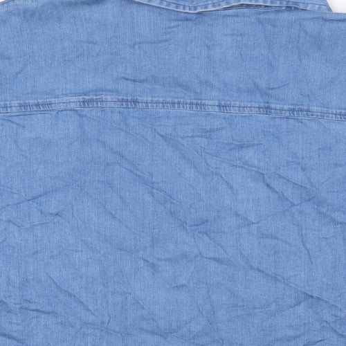 Very Womens Blue Cotton Basic Button-Up Size 12 Collared