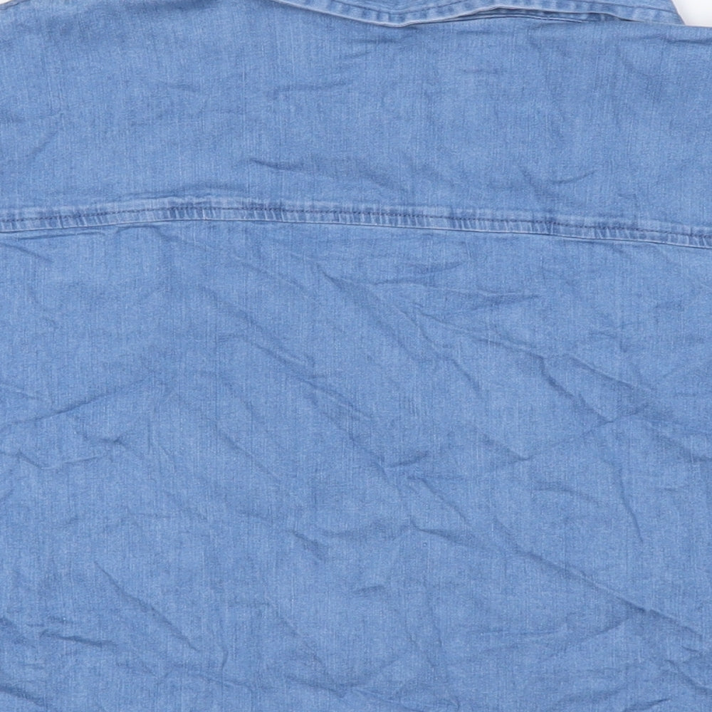 Very Womens Blue Cotton Basic Button-Up Size 12 Collared