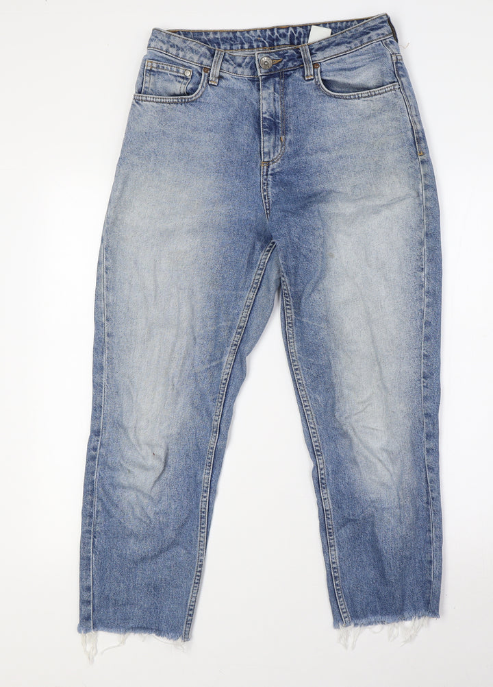 &Denim Womens Blue Cotton Mom Jeans Size 6 L24 in Regular Button - Raw Hem