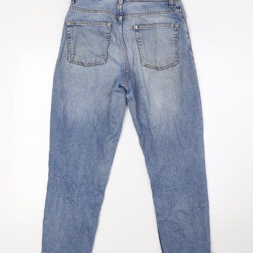 &Denim Womens Blue Cotton Mom Jeans Size 6 L24 in Regular Button - Raw Hem