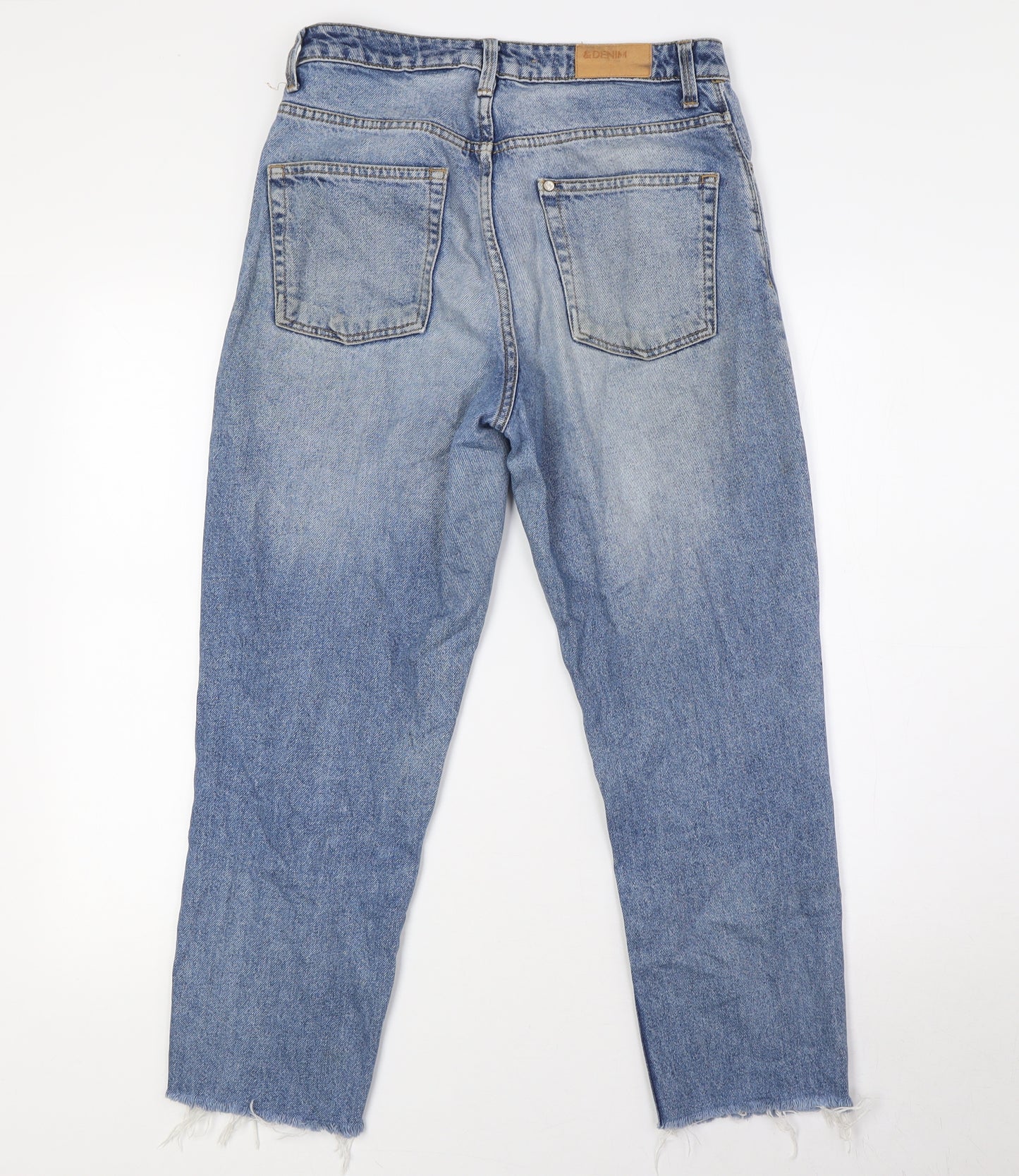 &Denim Womens Blue Cotton Mom Jeans Size 6 L24 in Regular Button - Raw Hem