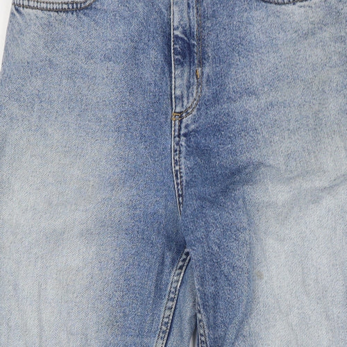 &Denim Womens Blue Cotton Mom Jeans Size 6 L24 in Regular Button - Raw Hem