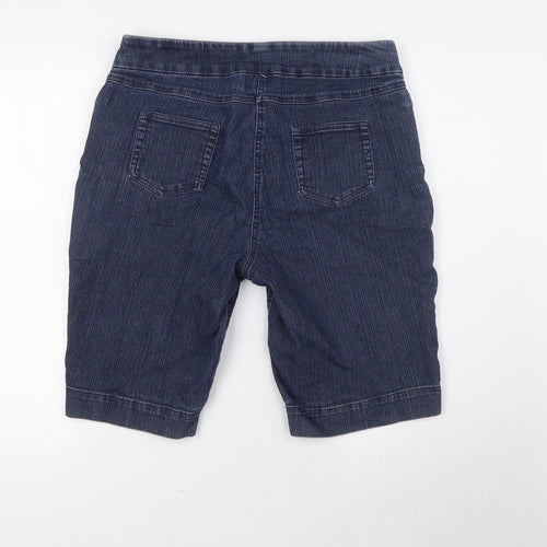 Slim-Sation Womens Blue Cotton Basic Shorts Size 12 L12 in Regular - Elasticated Waist