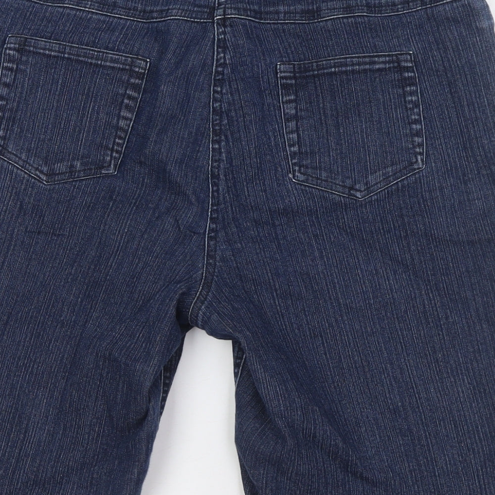 Slim-Sation Womens Blue Cotton Basic Shorts Size 12 L12 in Regular - Elasticated Waist