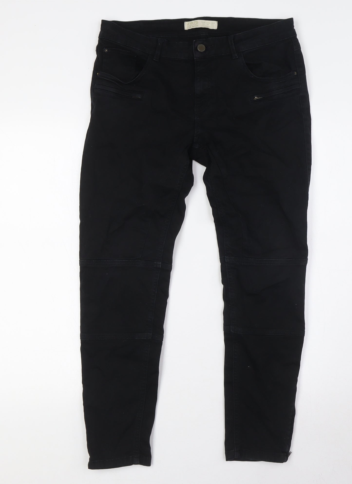 Zara Womens Black Cotton Skinny Jeans Size 12 L27 in Regular Button