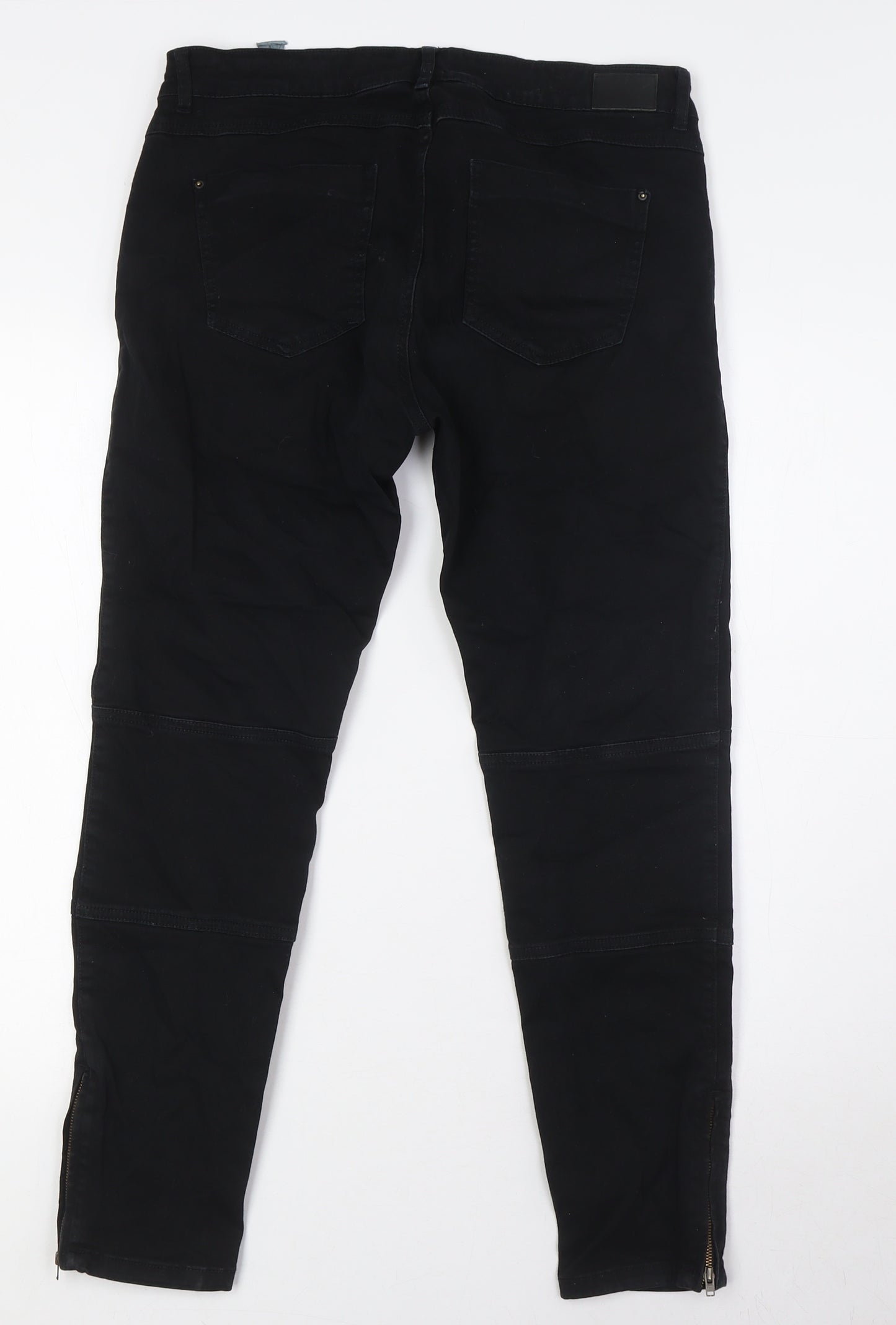 Zara Womens Black Cotton Skinny Jeans Size 12 L27 in Regular Button