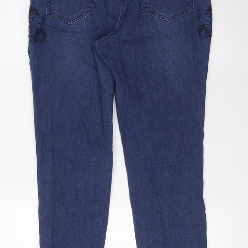 Joe Browns Womens Blue Cotton Skinny Jeans Size 14 L30 in Regular Button - Embroidery