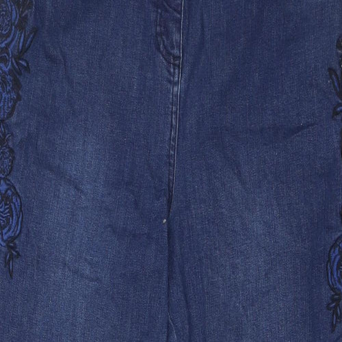 Joe Browns Womens Blue Cotton Skinny Jeans Size 14 L30 in Regular Button - Embroidery
