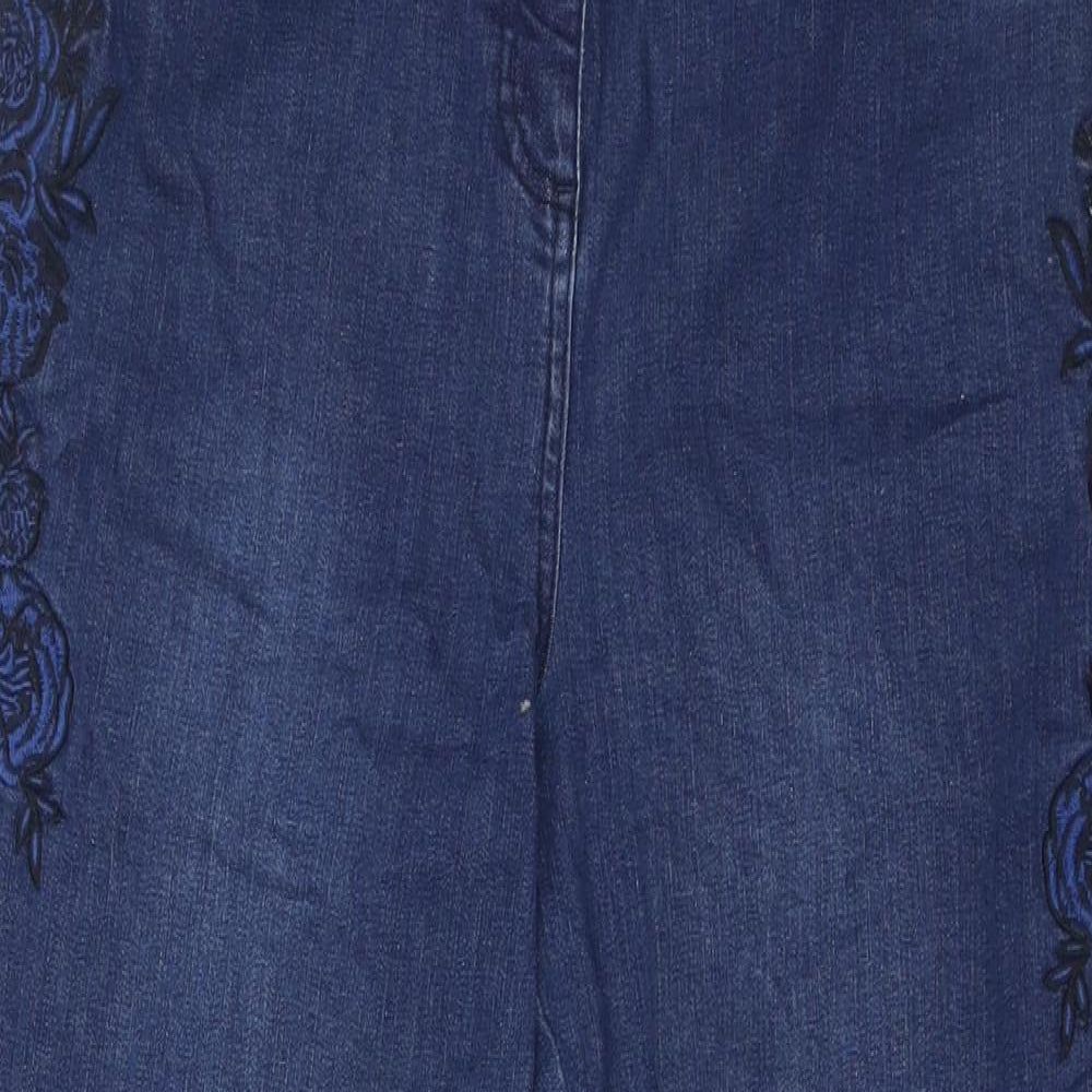 Joe Browns Womens Blue Cotton Skinny Jeans Size 14 L30 in Regular Button - Embroidery