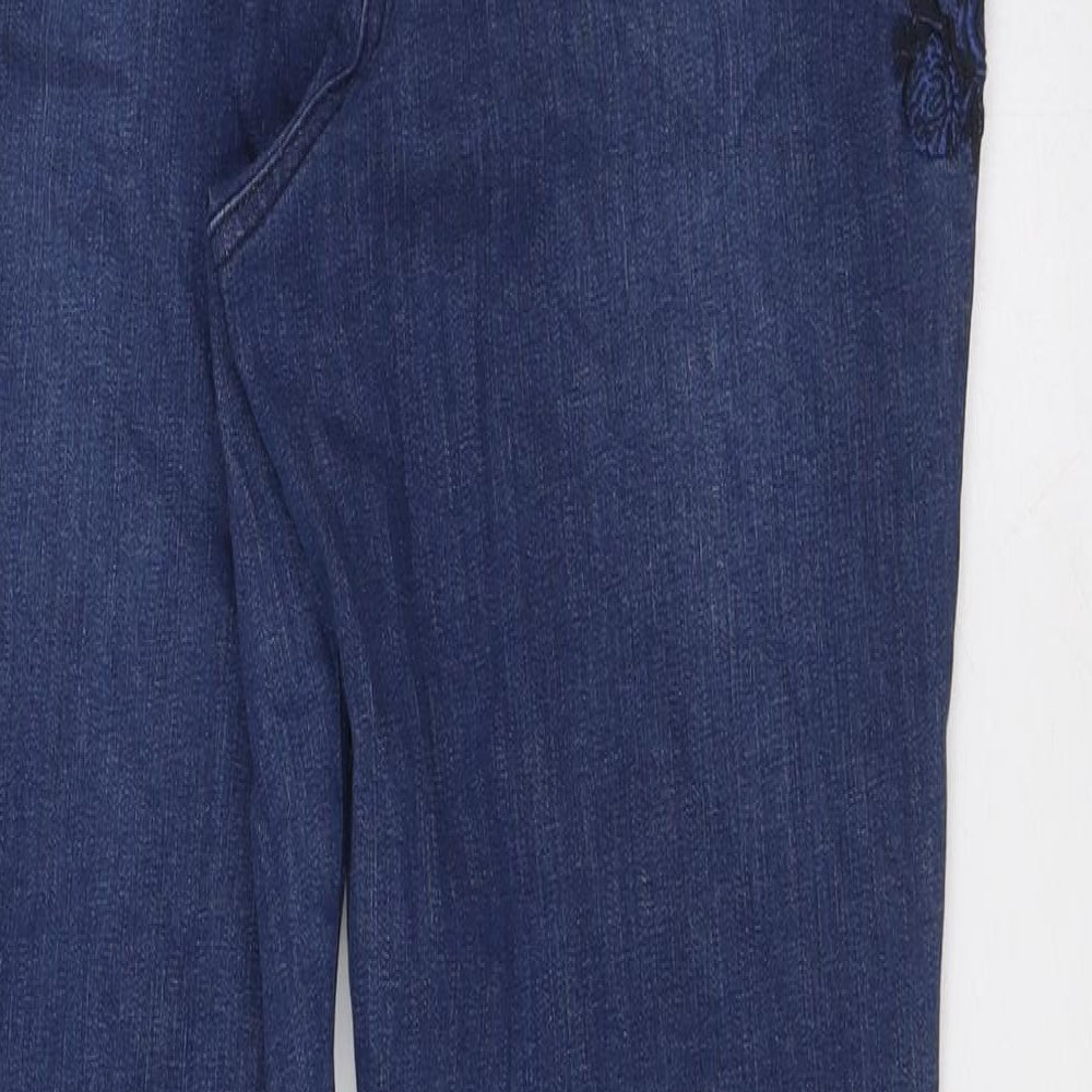 Joe Browns Womens Blue Cotton Skinny Jeans Size 14 L30 in Regular Button - Embroidery