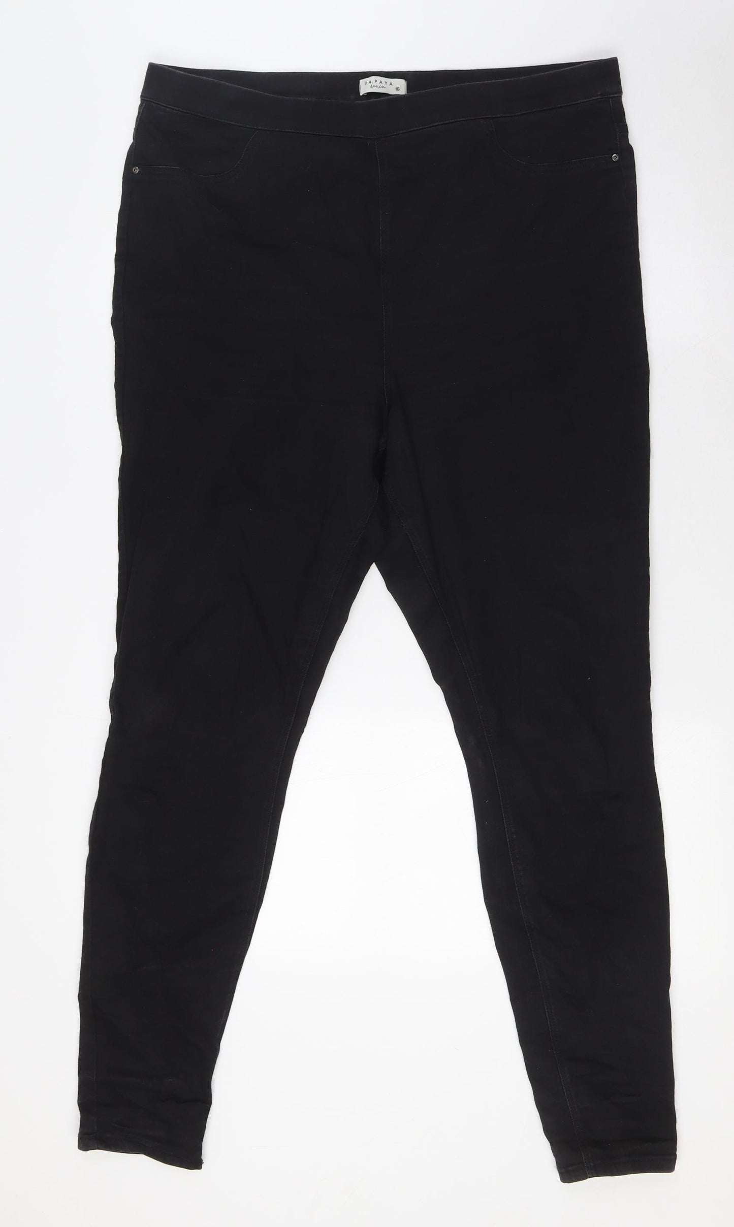 Papaya Womens Black Cotton Jegging Jeans Size 16 L30 in Regular