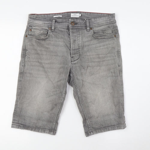 NEXT Mens Grey Cotton Bermuda Shorts Size 30 in L12 in Regular Button