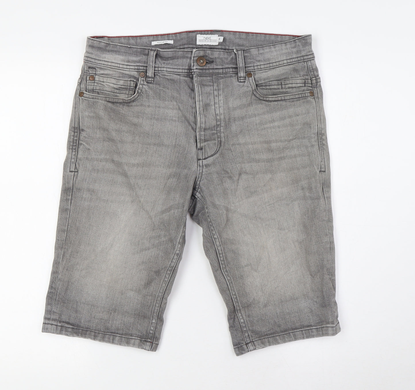 NEXT Mens Grey Cotton Bermuda Shorts Size 30 in L12 in Regular Button