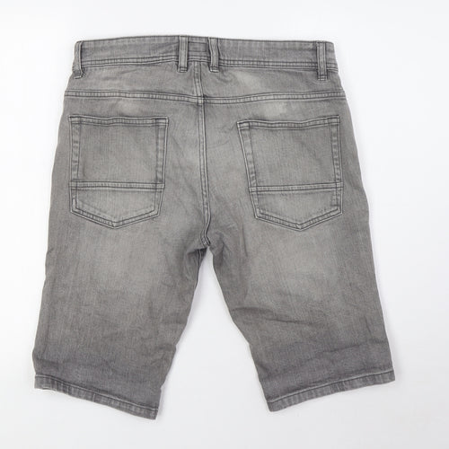 NEXT Mens Grey Cotton Bermuda Shorts Size 30 in L12 in Regular Button