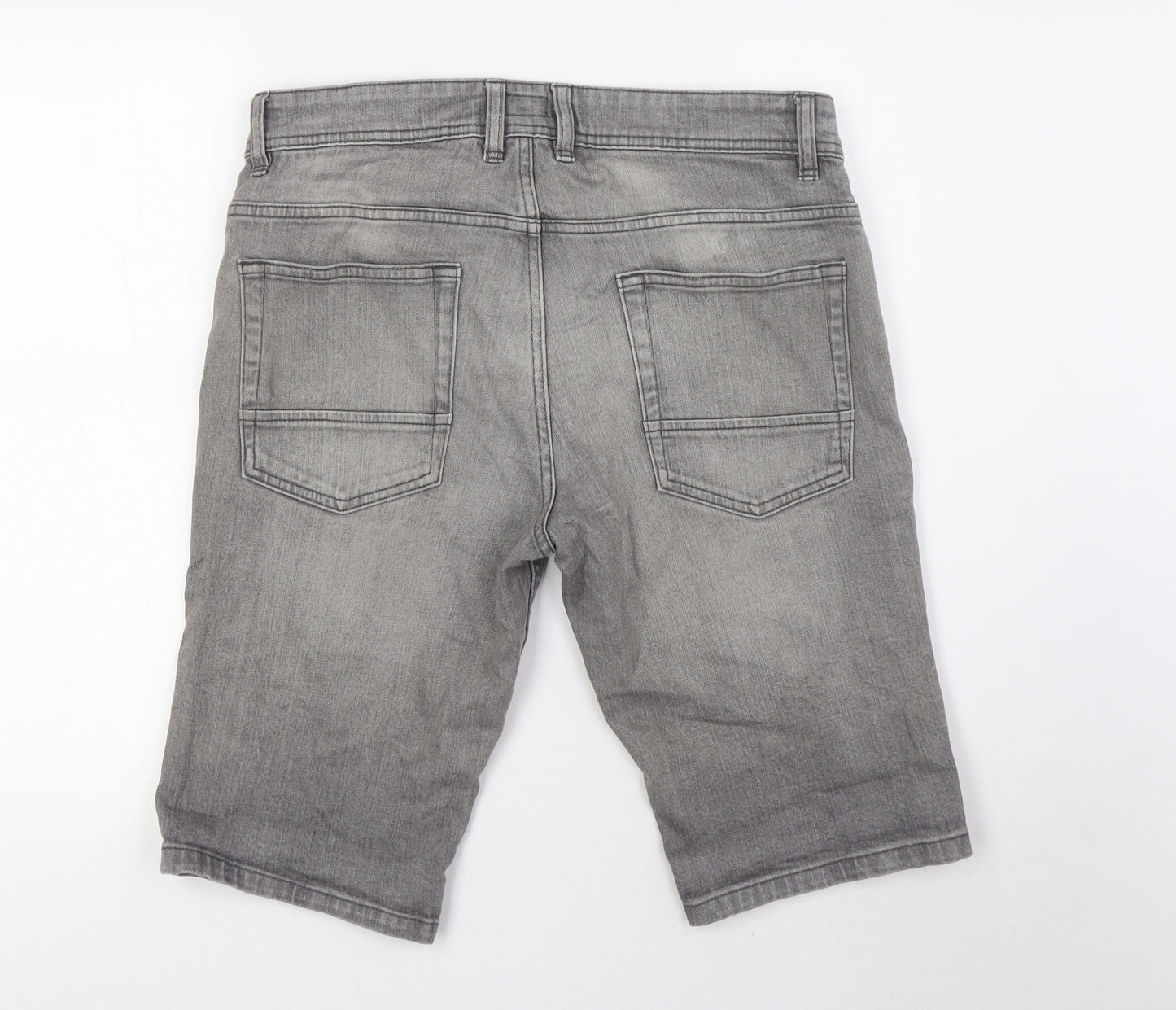 NEXT Mens Grey Cotton Bermuda Shorts Size 30 in L12 in Regular Button