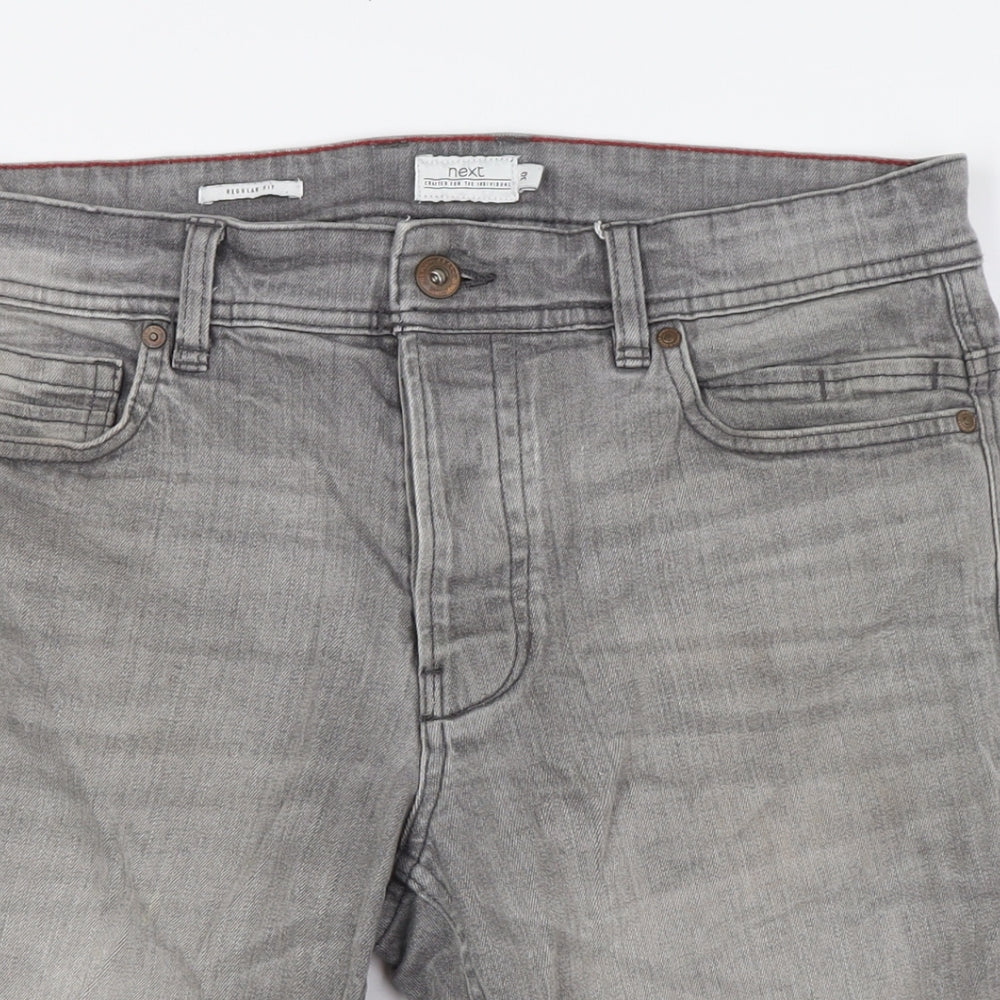 NEXT Mens Grey Cotton Bermuda Shorts Size 30 in L12 in Regular Button