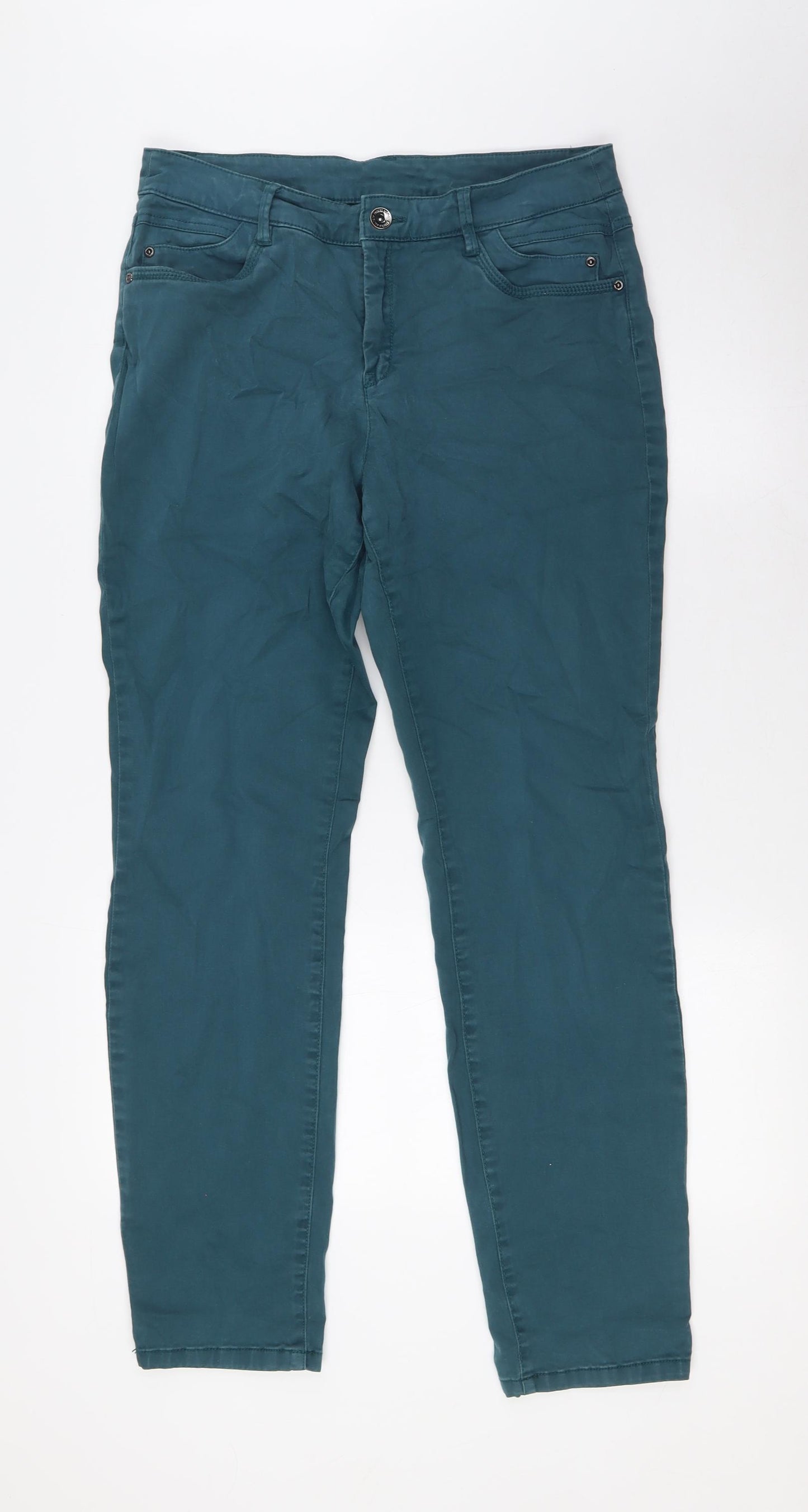Yessica Womens Green Cotton Straight Jeans Size 12 L30 in Regular Button