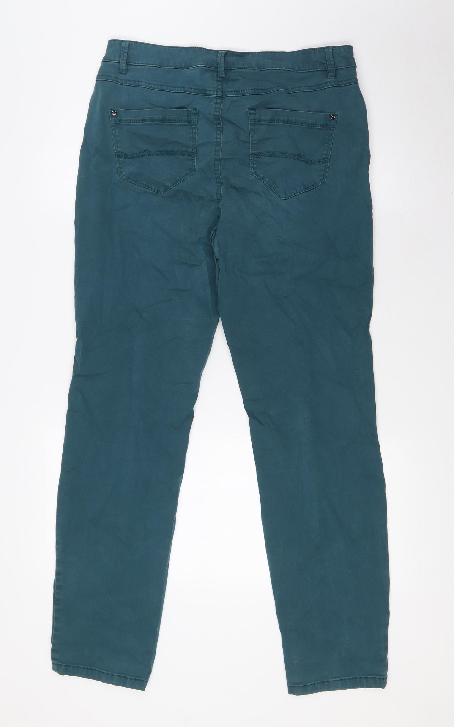 Yessica Womens Green Cotton Straight Jeans Size 12 L30 in Regular Button