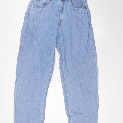 &Denim Womens Blue Cotton Mom Jeans Size 10 L32 in Regular Button