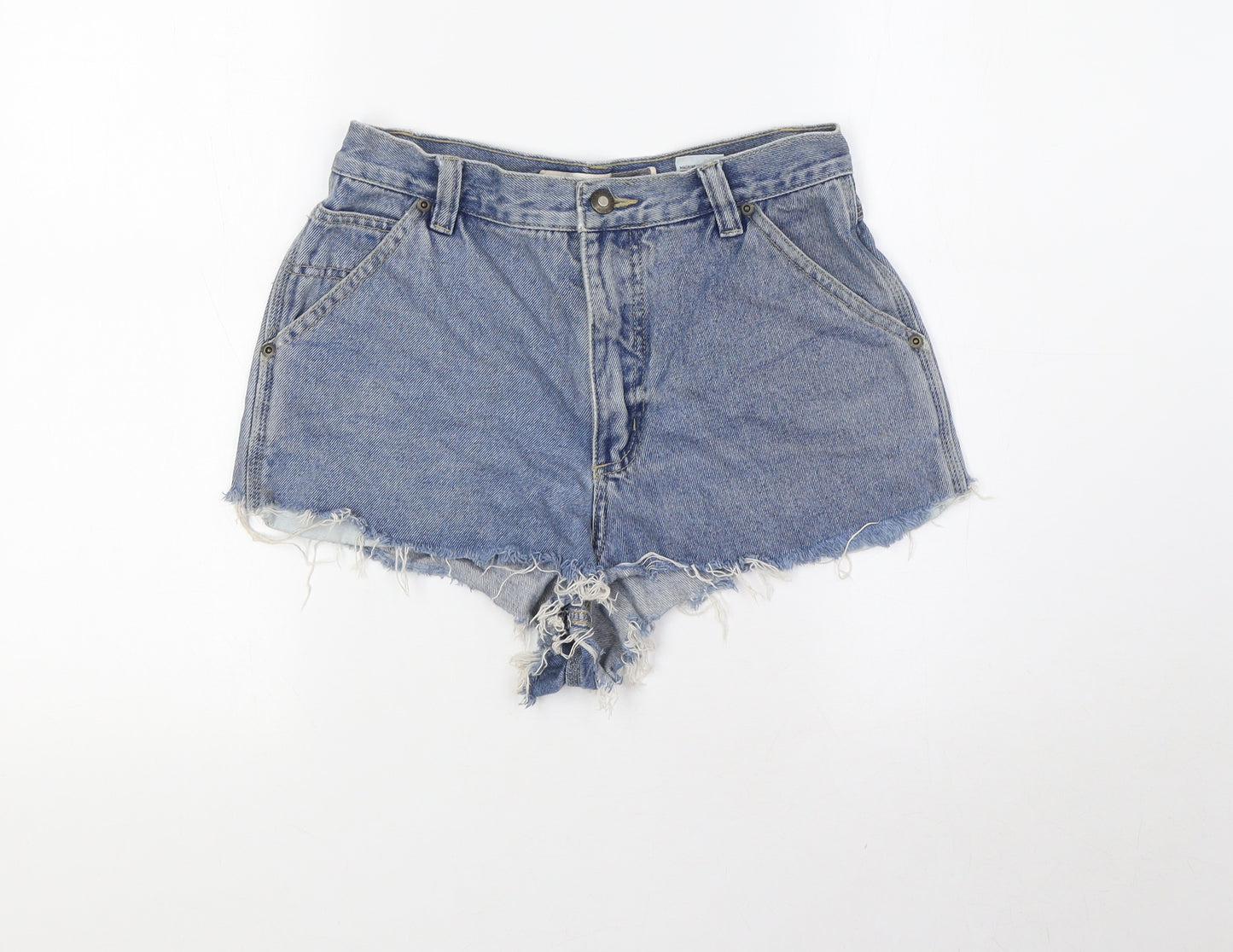 Carpenter Womens Blue 100% Cotton Hot Pants Shorts Size 6 Regular Button - Raw Hem