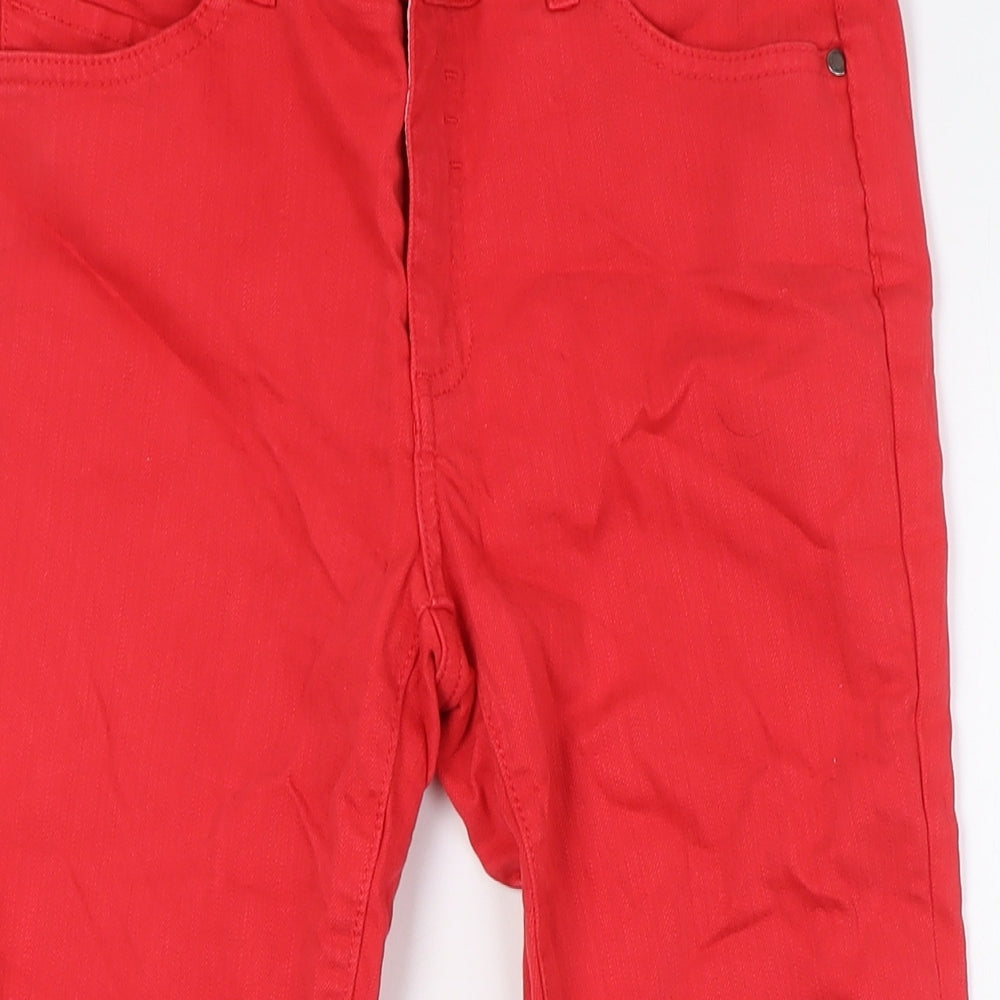 White Stuff Womens Red Cotton Cropped Jeans Size 10 L25 in Regular Button