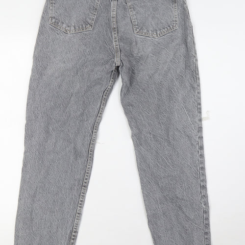 Zara Womens Grey Cotton Mom Jeans Size 8 L27 in Regular Button