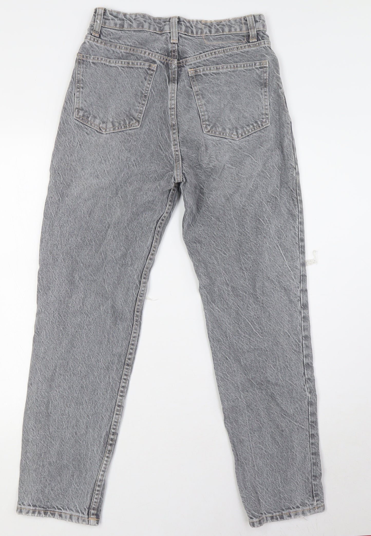 Zara Womens Grey Cotton Mom Jeans Size 8 L27 in Regular Button