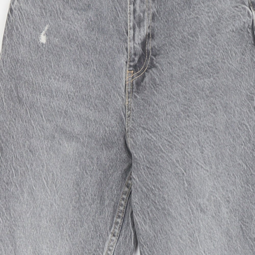 Zara Womens Grey Cotton Mom Jeans Size 8 L27 in Regular Button