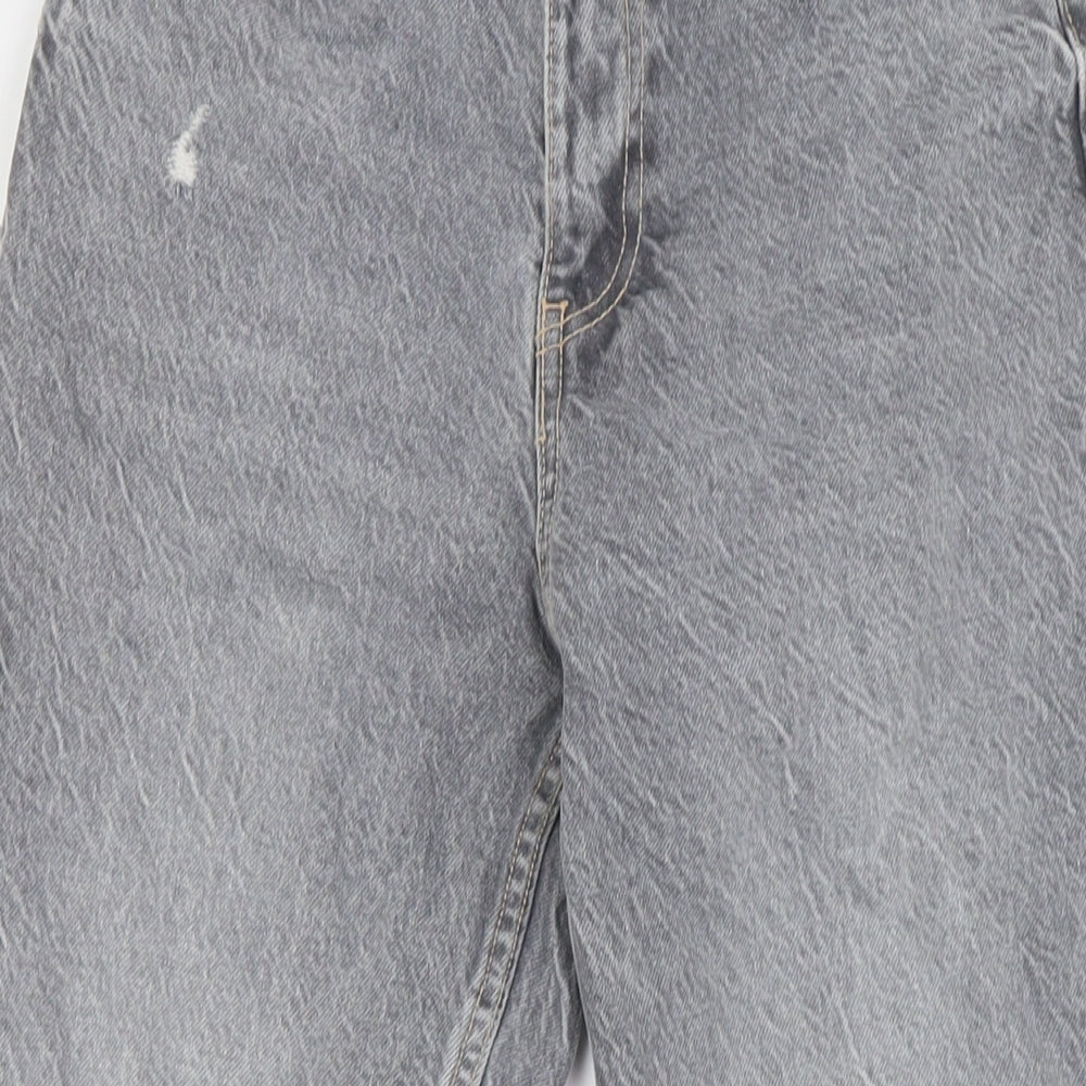 Zara Womens Grey Cotton Mom Jeans Size 8 L27 in Regular Button
