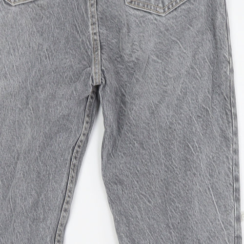 Zara Womens Grey Cotton Mom Jeans Size 8 L27 in Regular Button