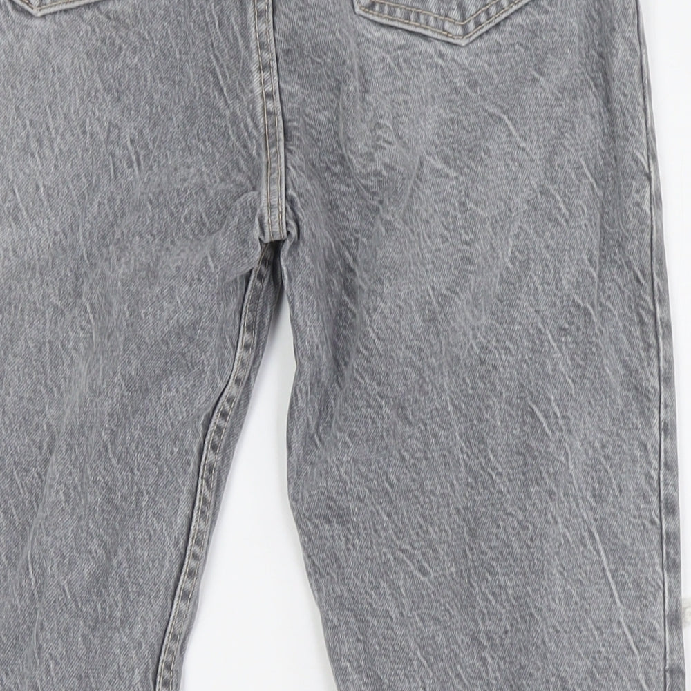 Zara Womens Grey Cotton Mom Jeans Size 8 L27 in Regular Button