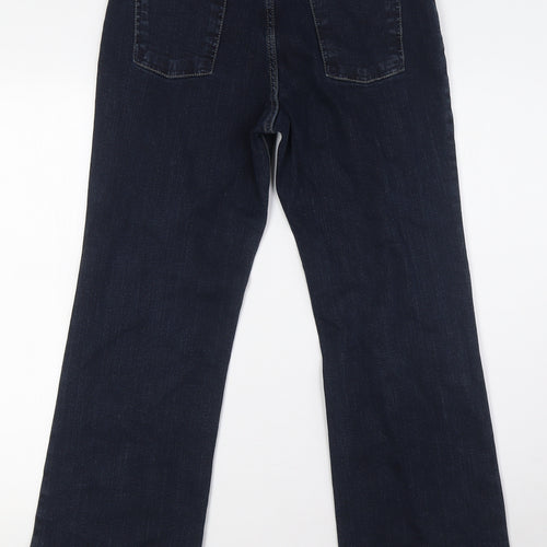 Per Una Womens Blue Cotton Bootcut Jeans Size 12 L29 in Regular Button - Belted