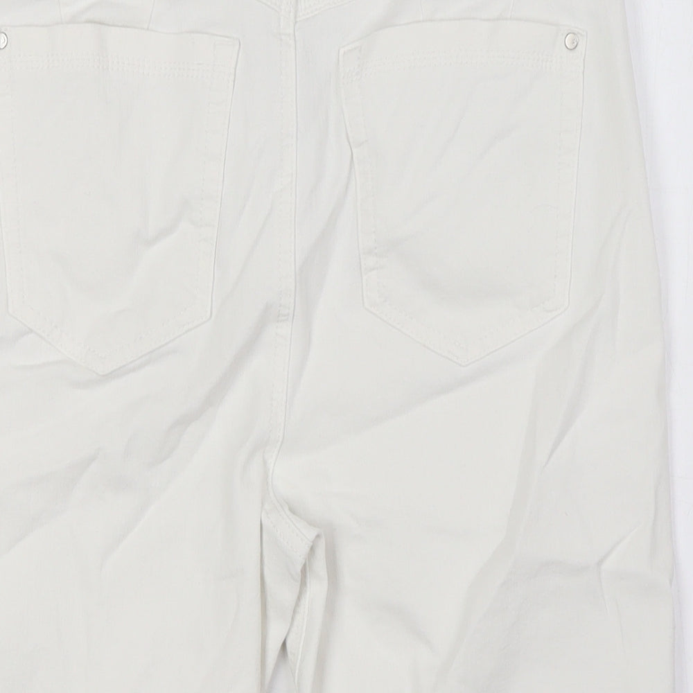 Marks and Spencer Womens White Cotton Basic Shorts Size 14 L14 in Regular Button