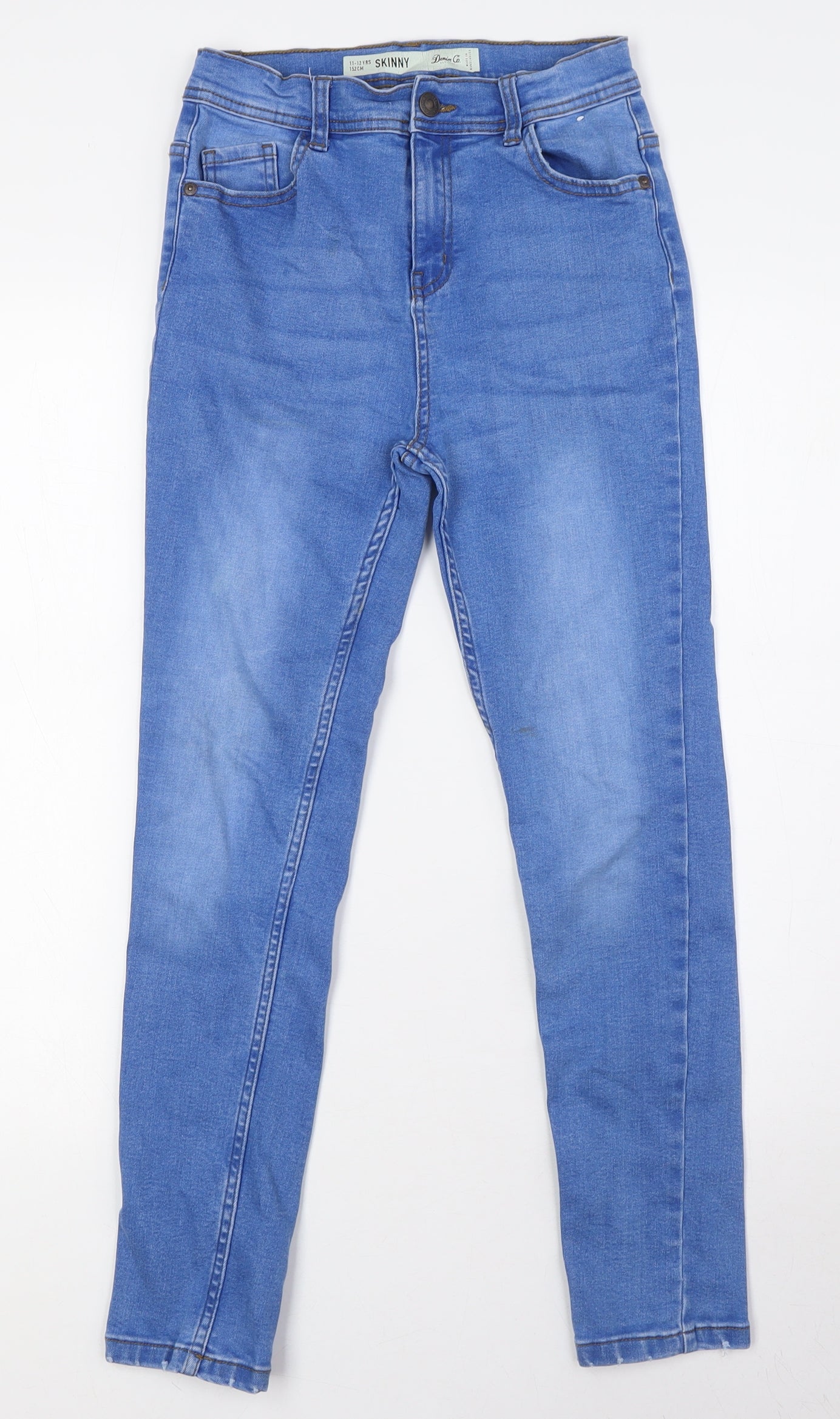Denim Co Girls Blue Cotton Skinny Jeans Size 11-12 Years L26 in Regular Button