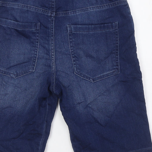 F&F Boys Blue Cotton Bermuda Shorts Size 11-12 Years L10 in Regular Tie - Elasticated Waist