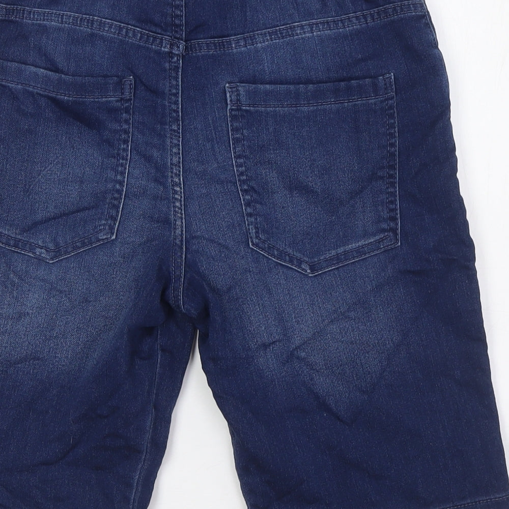 F&F Boys Blue Cotton Bermuda Shorts Size 11-12 Years L10 in Regular Tie - Elasticated Waist