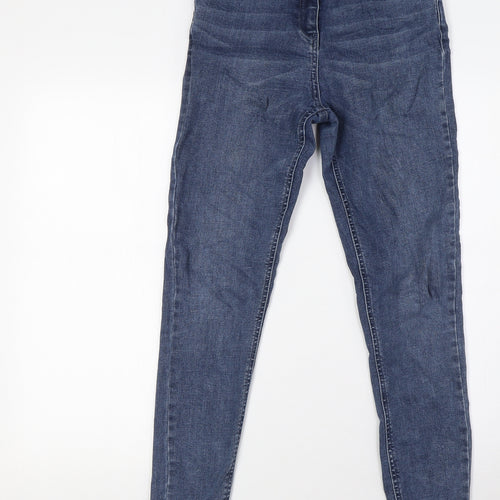 Papaya Womens Blue Cotton Skinny Jeans Size 8 L29 in Regular Button - Raw Hem