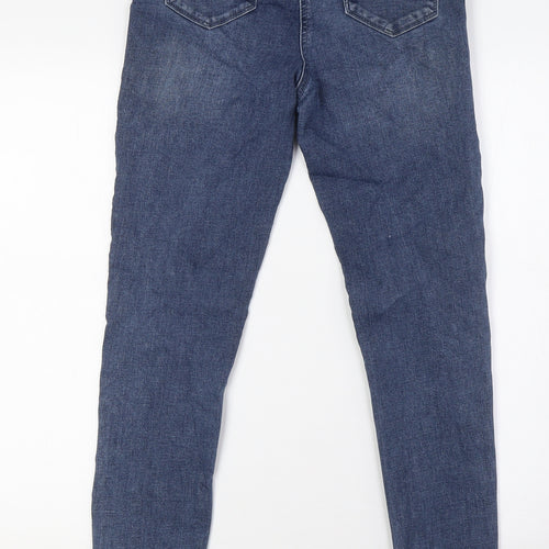 Papaya Womens Blue Cotton Skinny Jeans Size 8 L29 in Regular Button - Raw Hem