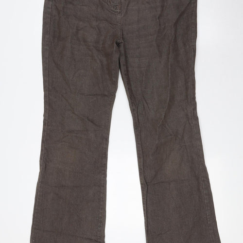 Marks and Spencer Womens Brown Cotton Trousers Size 14 L30 in Regular Button