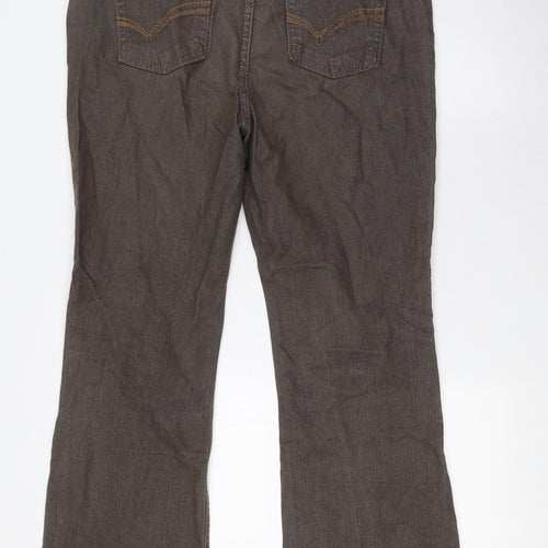 Marks and Spencer Womens Brown Cotton Trousers Size 14 L30 in Regular Button