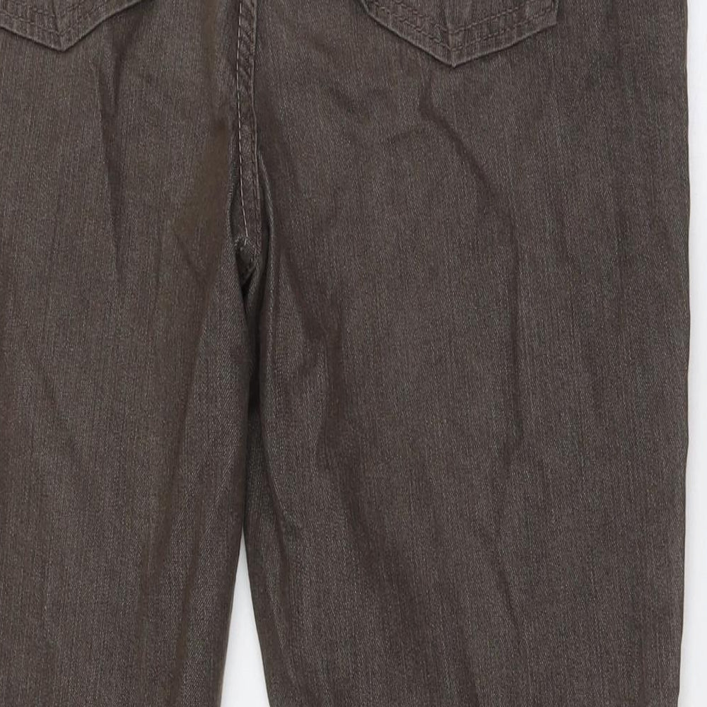 Marks and Spencer Womens Brown Cotton Trousers Size 14 L30 in Regular Button