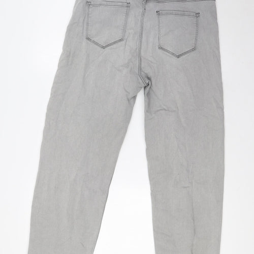 Marks and Spencer Womens Grey Cotton Straight Jeans Size 16 L29 in Regular Button