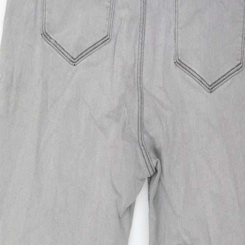 Marks and Spencer Womens Grey Cotton Straight Jeans Size 16 L29 in Regular Button