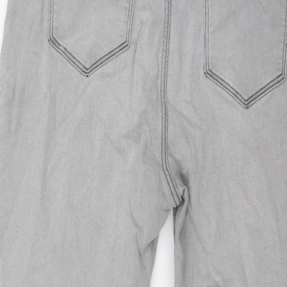 Marks and Spencer Womens Grey Cotton Straight Jeans Size 16 L29 in Regular Button