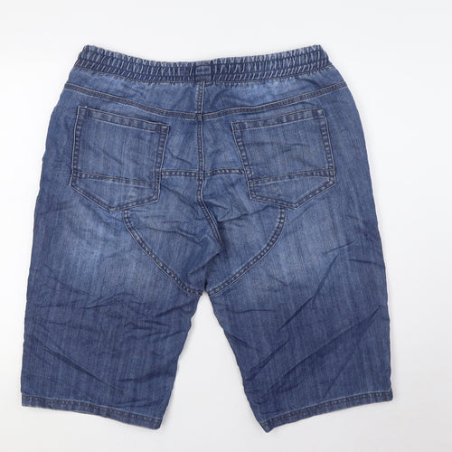 F&F Mens Blue Cotton Bermuda Shorts Size 38 in L16 in Regular Tie