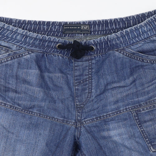 F&F Mens Blue Cotton Bermuda Shorts Size 38 in L16 in Regular Tie