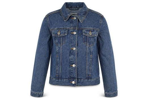 Front view of Primark women’s blue jacket, size UK 6, button