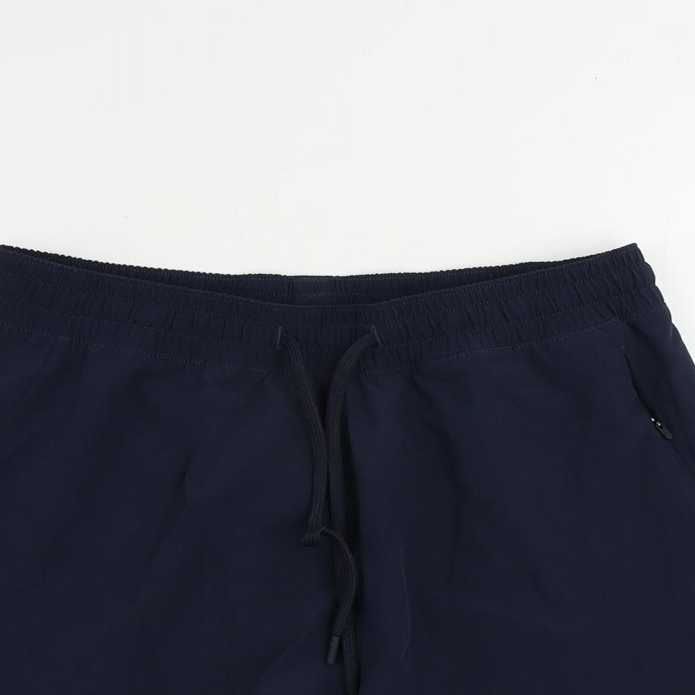 GOODMOVE Womens Blue Polyester Athletic Shorts Size 8 L3 in Regular Drawstring - Elastic Waist