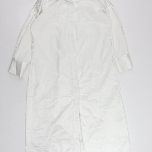 Zara Womens White Polyester Shirt Dress Size XS Collared Button
